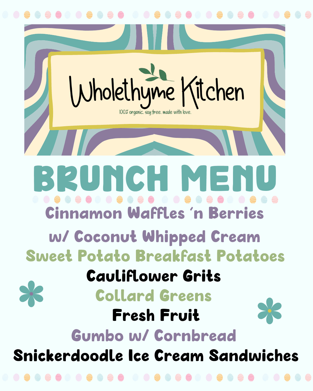 Wholethyme Kitchen 2000's Sunday Brunch