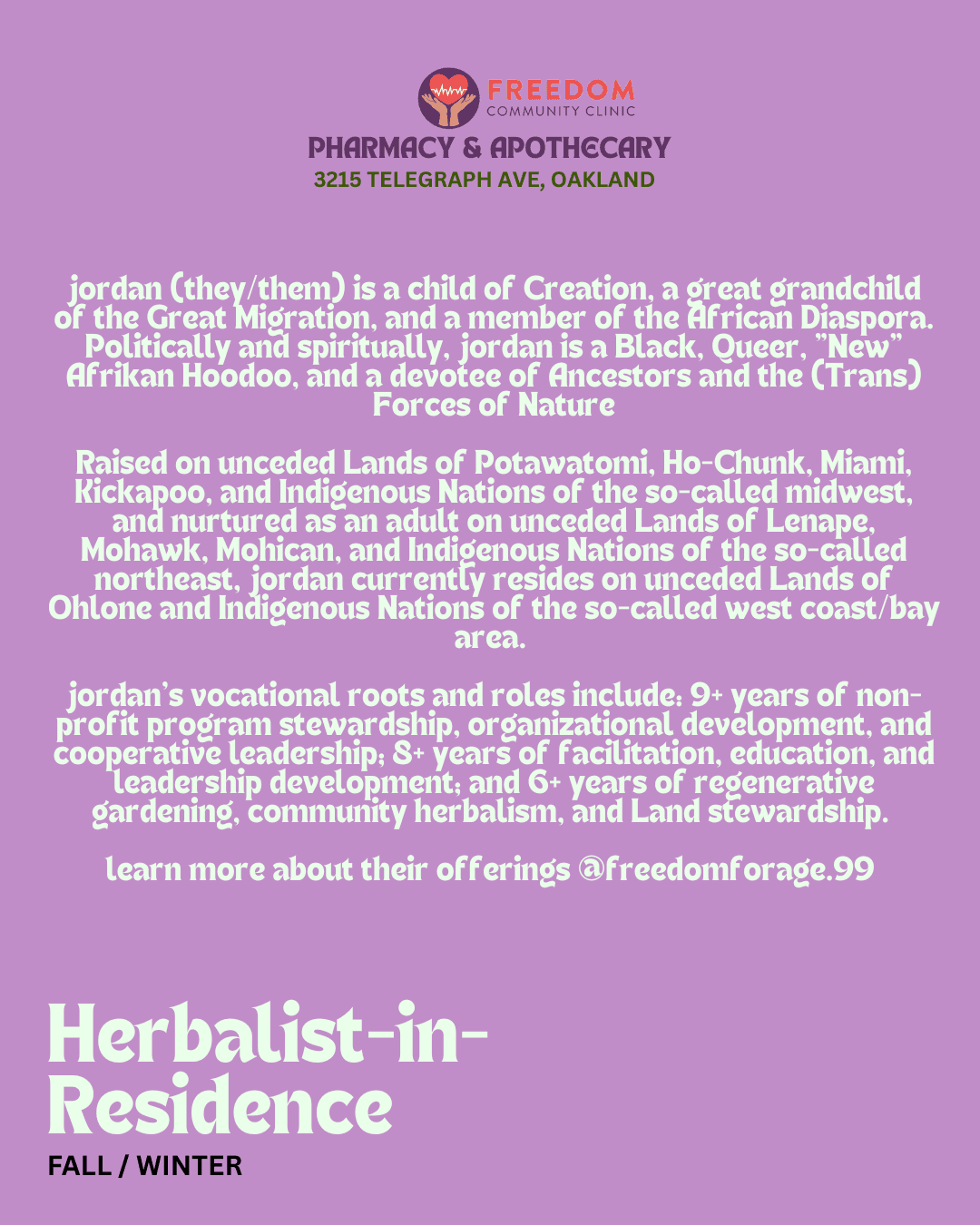 Stories From Our Grandmothers’ Gardens (FCC's Herbalist-in-Residence: jordan)